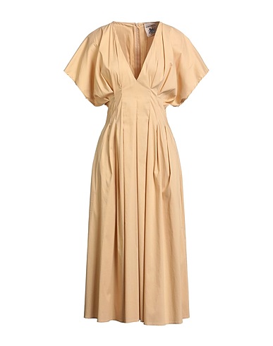 SEMICOUTURE Midi dress Beige 79% Cotton, 18% Polyamide, 3% Elastane