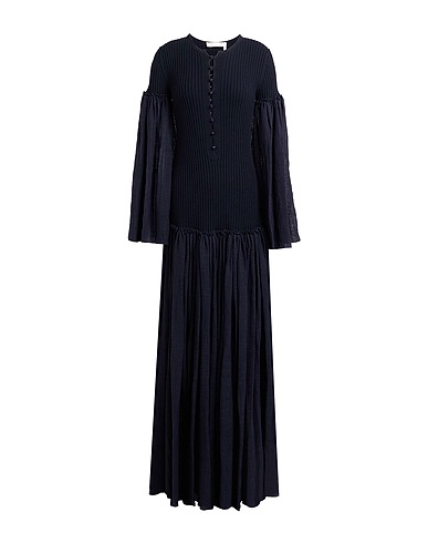 CHLOÉ Long dress Midnight blue 73% Linen, 27% Silk, Wool, Cashmere, Ceramic