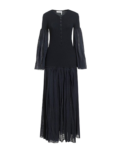 CHLOÉ Long dress Midnight blue 73% Linen, 27% Silk, Wool, Cashmere, Ceramic