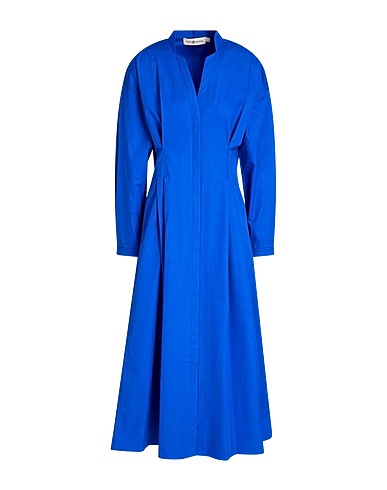 TORY BURCH Midi dress Bright blue 100% Cotton, Mother-of-pearl