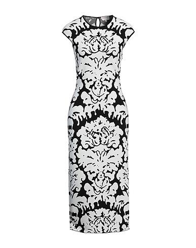 MCQUEEN Midi-Kleid Schwarz 76% Viskose, 17% Polyester, 6% Polyamid, 1% Elastan