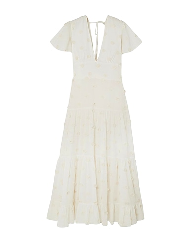 RIXO Long dress White 96% Cotton, 4% Lyocell