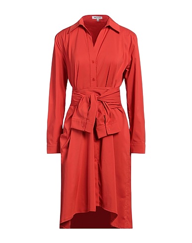 MOSSI Midi dress Orange 61% Cotton, 34% Polyester, 5% Elastane