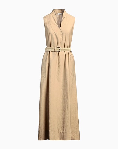 BRUNELLO CUCINELLI Long dress Khaki 75% Cotton, 25% Polyamide, Ecobrass