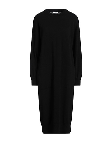 PESERICO Vestido de Punto Negro 70% Lana Virgen, 20% Seda, 10% Cachemir, Fibra metálica