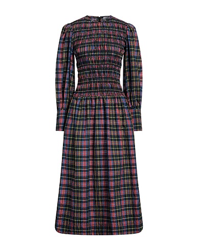 GANNI Midi dress NERO 52% Organic cotton, 40% Polyester, 8% Polyamide