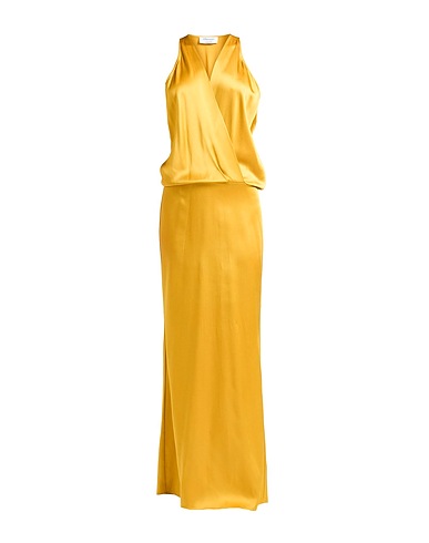 BLUMARINE Long dress Mustard 71% Acetate, 27% Viscose, 2% Elastane