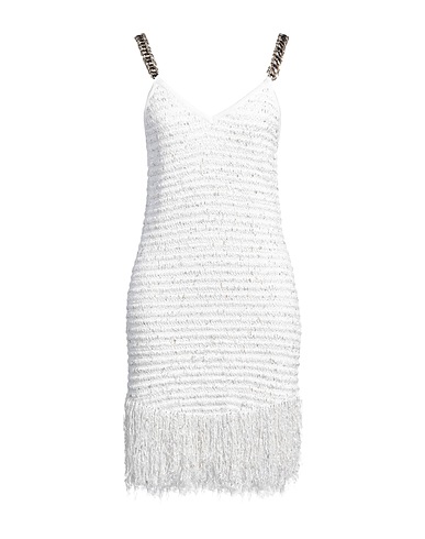 BALMAIN Sheath dress White 49% Viscose, 19% Polyester, 19% Polyamide, 11% Cotton, 2% Metallic Polyester