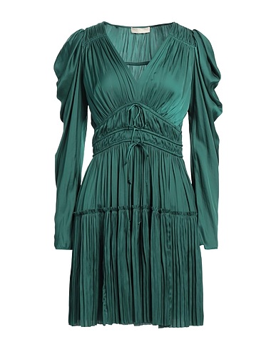ULLA JOHNSON Pleated dress Dark green 100% Polyester