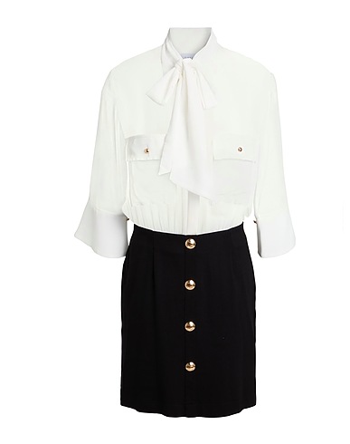 GAëLLE Paris Short dress White 65% Viscose, 30% Polyamide, 5% Elastane, Polyester