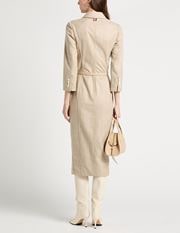 THOM BROWNE Midi dress Beige 100% Virgin Wool, Calfskin thumbnail