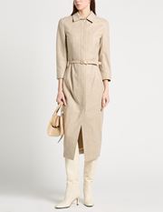 THOM BROWNE Midi dress Beige 100% Virgin Wool, Calfskin thumbnail