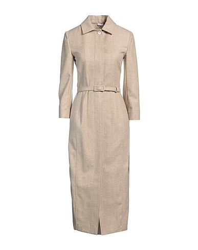 THOM BROWNE Midi dress Beige 100% Virgin Wool, Calfskin