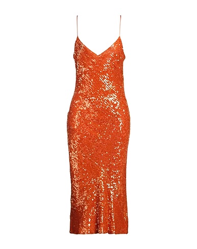 GALVAN  London Midi dress Orange 100% Polyester