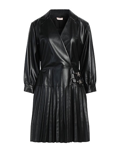 LIU •JO Pleated dress Black 100% Polyester, Polyurethane resin