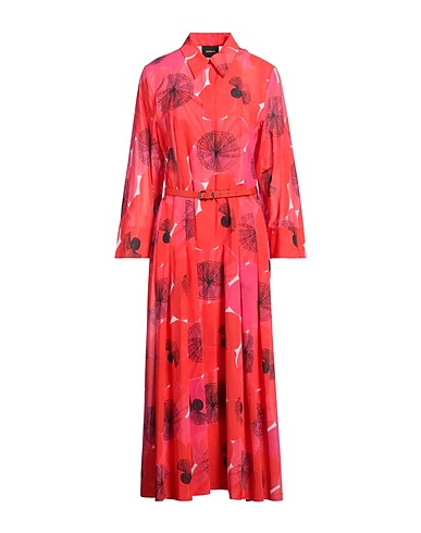 AKRIS Vestito chemisier Rosso 100% Cotone, Pelle