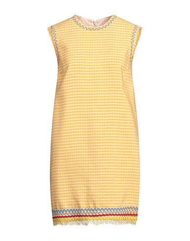 MSGM Vestito corto Giallo 61% Viscosa, 28% Lino, 7% Poliestere, 4% Cotone