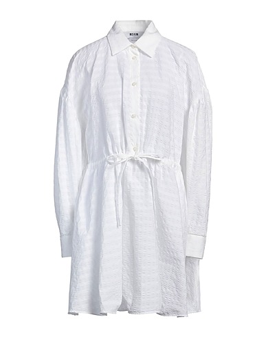MSGM Shirt dress White 98% Cotton, 2% Elastane