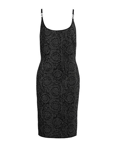 VERSACE Midi dress Black 84% Viscose, 7% Polyamide, 6% Metallic Polyester, 3% Elastane