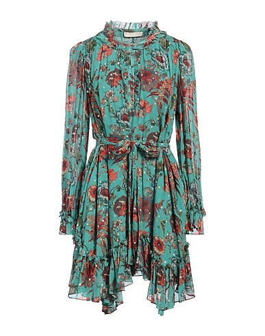 ULLA JOHNSON Short dress Turquoise 91% Silk, 9% Metallic Polyester
