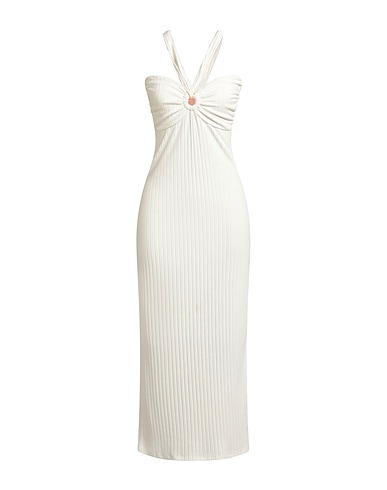 LA SEMAINE Paris Long dress White 66% Viscose, 31% Polyester, 3% Elastane