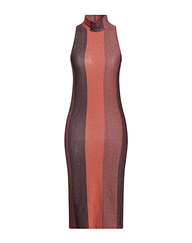 OTRO AMOR Midi dress Brown 45% Polyester, 25% Viscose, 13% Metallic Polyester, 12% Polyamide, 5% Elastane