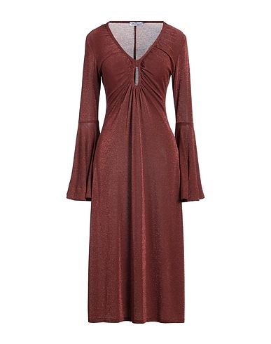 OTRO AMOR Vestito midi Marrone 65% Viscosa, 15% Poliammide, 15% Poliestere metallizzato, 5% Elastan
