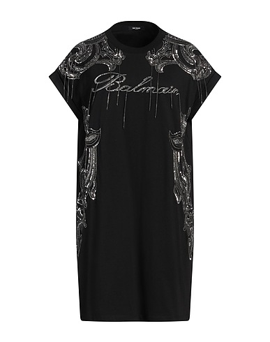 BALMAIN Short dress Black 100% Cotton, Acrylic, Polyester, Brass, Glass