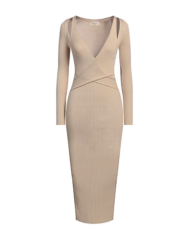 VICOLO Midi dress Beige 72% Viscose, 28% Polyester