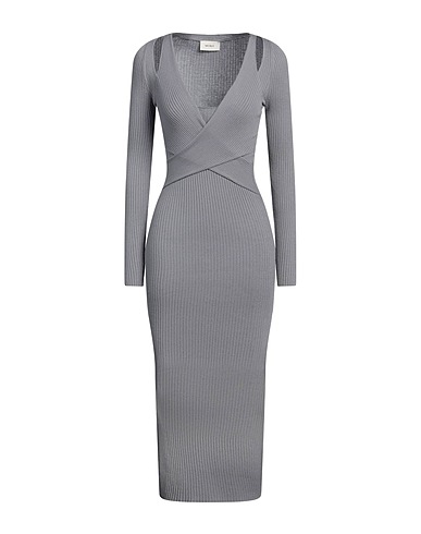 VICOLO Midi dress Grey 72% Viscose, 28% Polyester