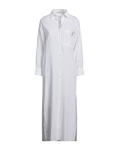 HINNOMINATE Long dress White 55% Linen, 45% Viscose