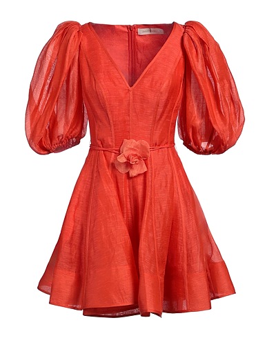 ZIMMERMANN Short dress Tomato red 53% Linen, 47% Silk