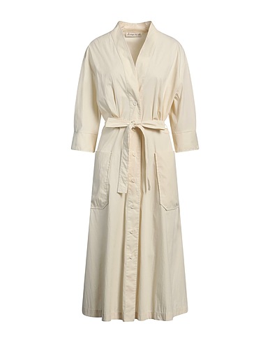 PDR PHISIQUE DU ROLE Midi dress Ivory 85% Cotton, 15% Polyamide