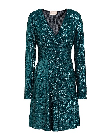 LE TWINS Vestito corto Verde petrolio 71% Cotone, 25% Poliammide, 4% Elastan