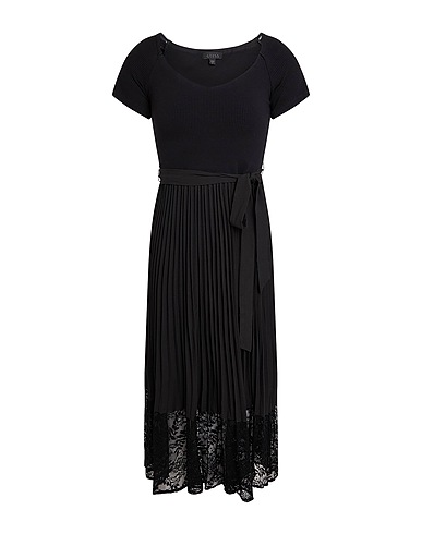 GUESS Midi-Kleid Schwarz 90% Viskose, 10% Elastan, Polyamid
