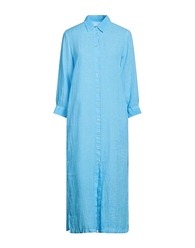 120% LINO Vestito chemisier Azzurro 100% Lino
