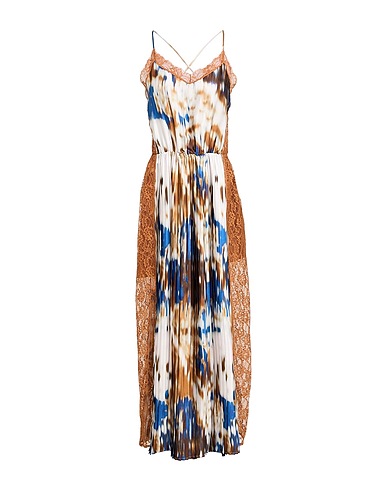 MANILA GRACE Long dress Brown 100% Polyester, Polyamide