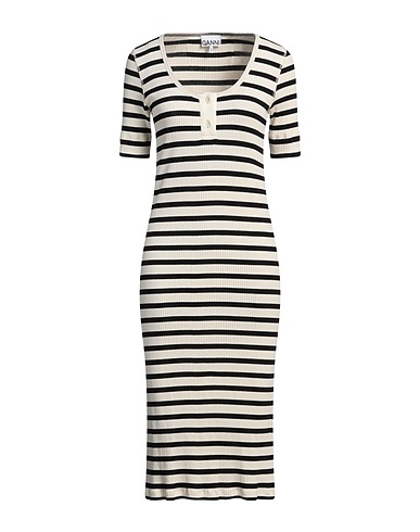 GANNI Midi dress Ivory 48% Cotton, 48% Modal, 4% Elastane