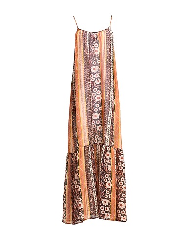 THE ABITO Milano Long dress Orange 80% Cotton, 20% Silk