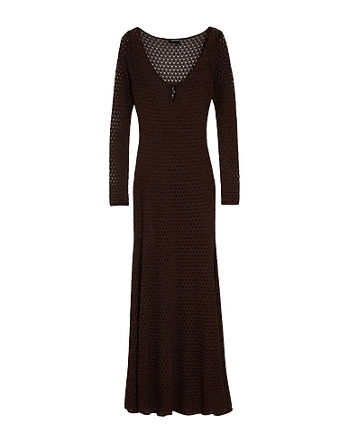 TOM FORD Long dress Dark brown 57% Viscose, 28% Polyester, 15% Metallic fiber