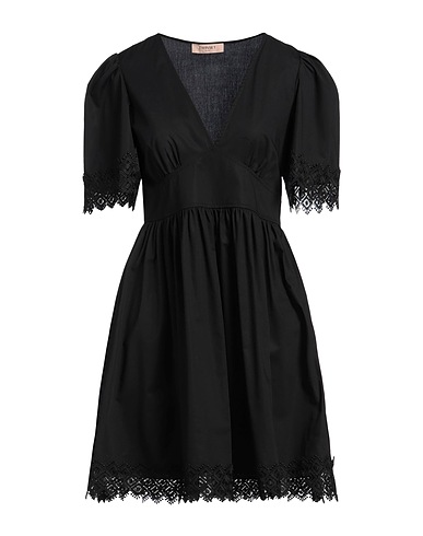 TWINSET 미니 원피스 블랙 96% 코튼, 4% 엘라스테인