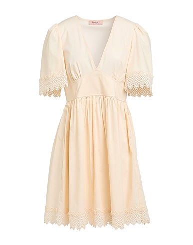 TWINSET Short dress Cream 96% Cotton, 4% Elastane