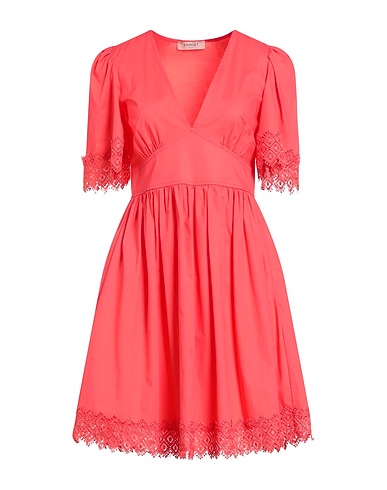 TWINSET Vestito corto Corallo 96% Cotone, 4% Elastan