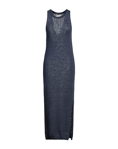 CESAR CASIER Long dress Slate blue 45% Cotton, 30% Linen, 25% Polyester