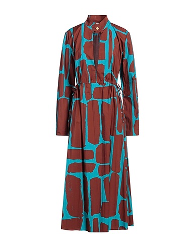 LIVIANA CONTI Midi dress Brown 68% Cotton, 28% Polyamide, 4% Elastane