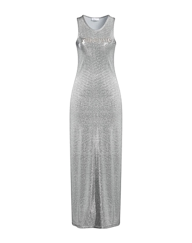 RABANNE Long dress Silver 77% Viscose, 16% Polyester, 7% Elastane