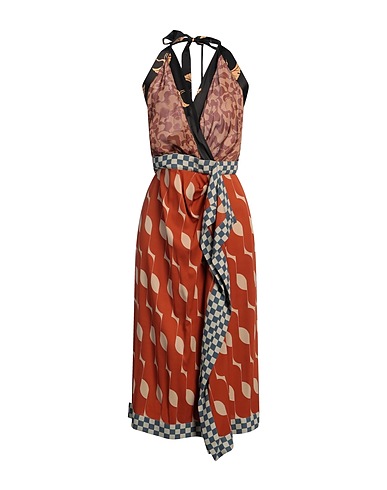 DRIES VAN NOTEN Vestito midi Marrone 64% Seta, 33% Viscosa, 3% Elastan