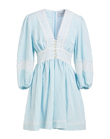 FORTE DEI MARMI COUTURE Vestito corto Celeste 55% Viscosa, 45% Lino