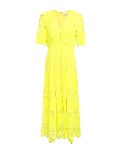 SALONI Long dress Yellow 100% Cotton, Nylon