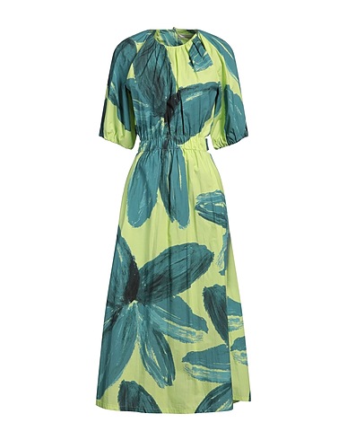 LIVIANA CONTI Long dress Light green 68% Cotton, 28% Polyamide, 4% Elastane